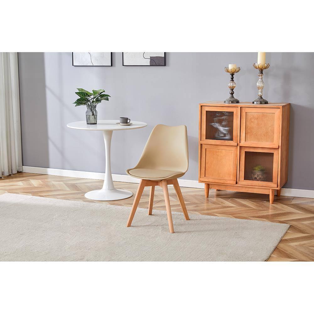 Cadeira Conthey Eames Leda Design Ergonômico Estofada Courino Base Madeira - 1