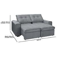 Sofá RBF Móveis Cedro 4 Lugares 242cm Bipartido Retrátil Reclinável - 5