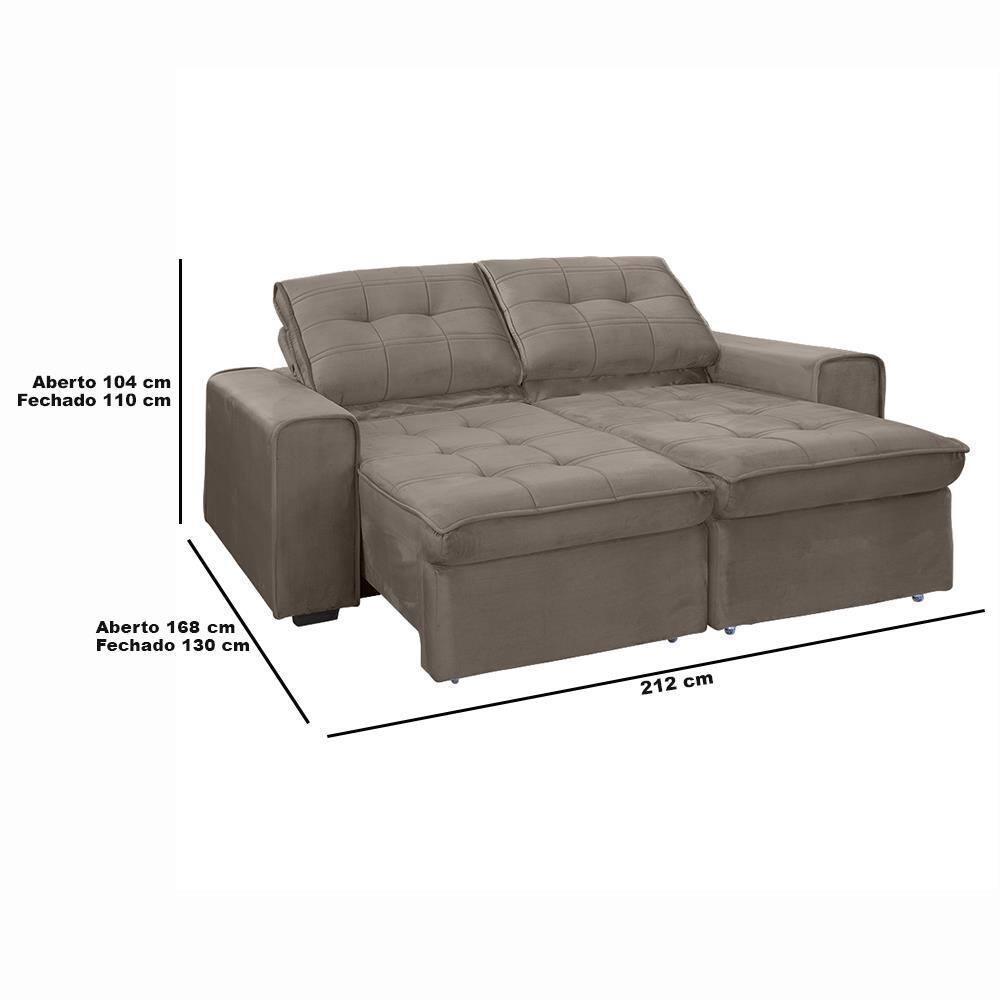 Sofá RBF Móveis Cedro 3 Lugares 212cm Retrátil Reclinável - 5