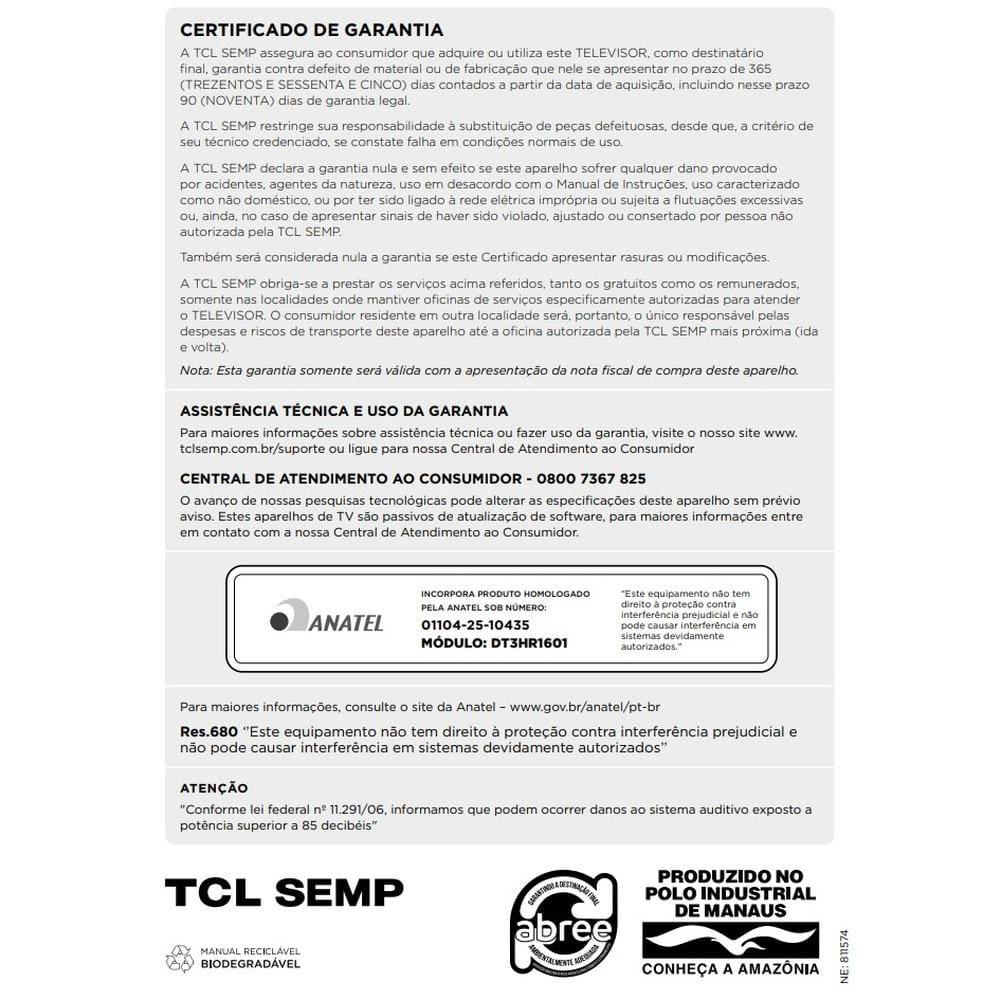 Smart TV 43” TCL 43S5K QLED Full HD Google TV Wi-Fi - 7