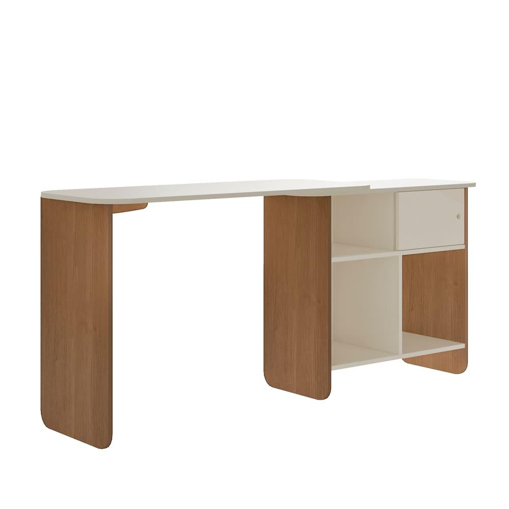 Escrivaninha Artely Nomad Tampo Rotativo Porta de Correr 4 Nichos Off White Cinamomo - 5