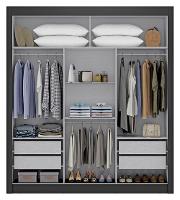 Guarda-Roupa Casal Maxel Residence 208x185x47cm 3 Portas de Correr 4 Gavetas Espelho - 3