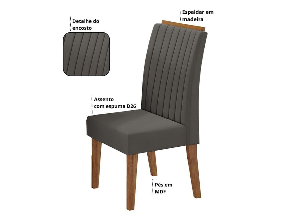 Conjunto Mesa de Jantar Viero Atlantis 200x90cm 8 Cadeiras Estofadas Tampo de Vidro Revestimento em Veludo - 6