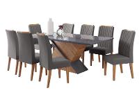 Conjunto Mesa de Jantar Viero Atlantis 200x90cm 8 Cadeiras Estofadas Tampo de Vidro Revestimento em Veludo - 2