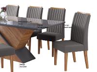 Conjunto Mesa de Jantar Viero Atlantis 200x90cm 8 Cadeiras Estofadas Tampo de Vidro Revestimento em Veludo - 5