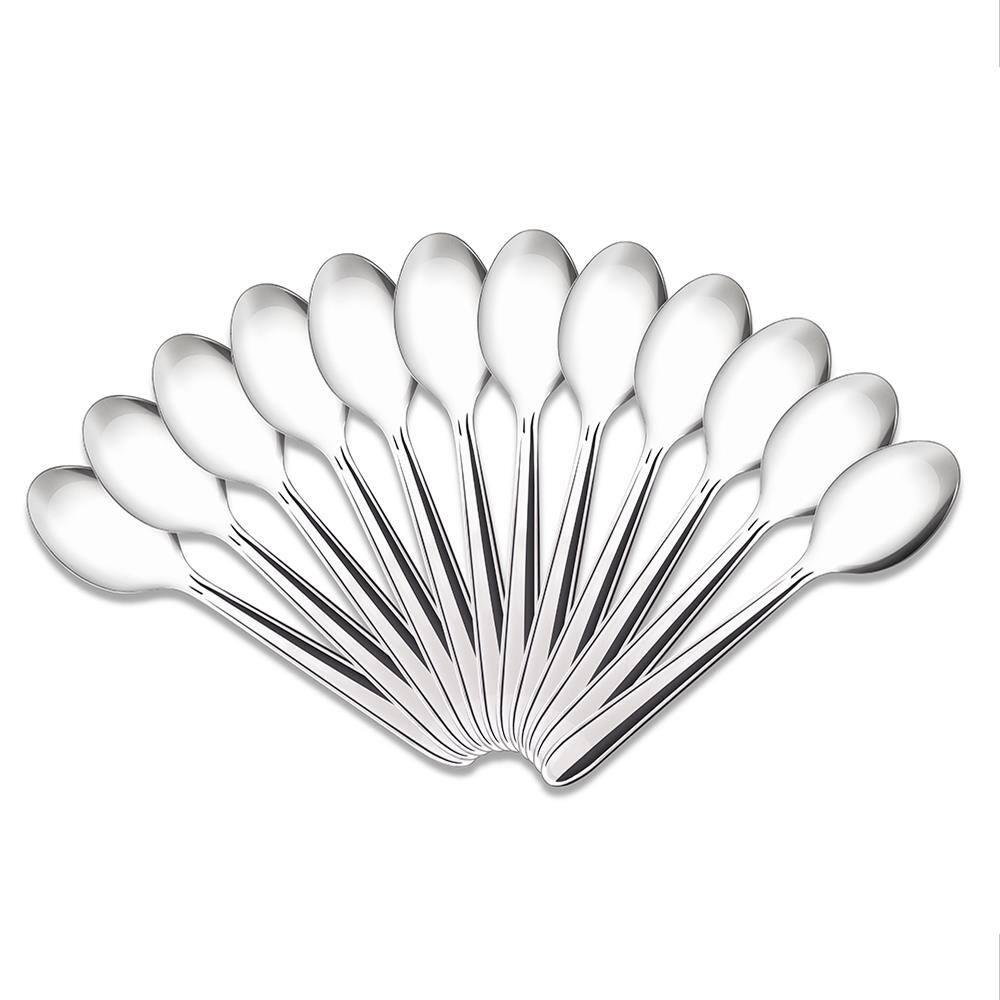 Jogo de Colheres de Sobremesa Brinox Turim Aço Inox 12 Peças Aço Inox Polido com Friso - 1