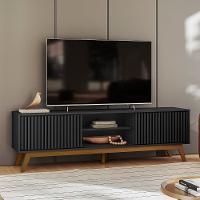 Rack Olivar Fox 180 Ripado Para TV até 65” Porta Deslizante 2 Portas 4 Nichos - 1