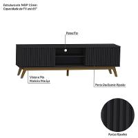 Rack Olivar Fox 180 Ripado Para TV até 65” Porta Deslizante 2 Portas 4 Nichos - 5