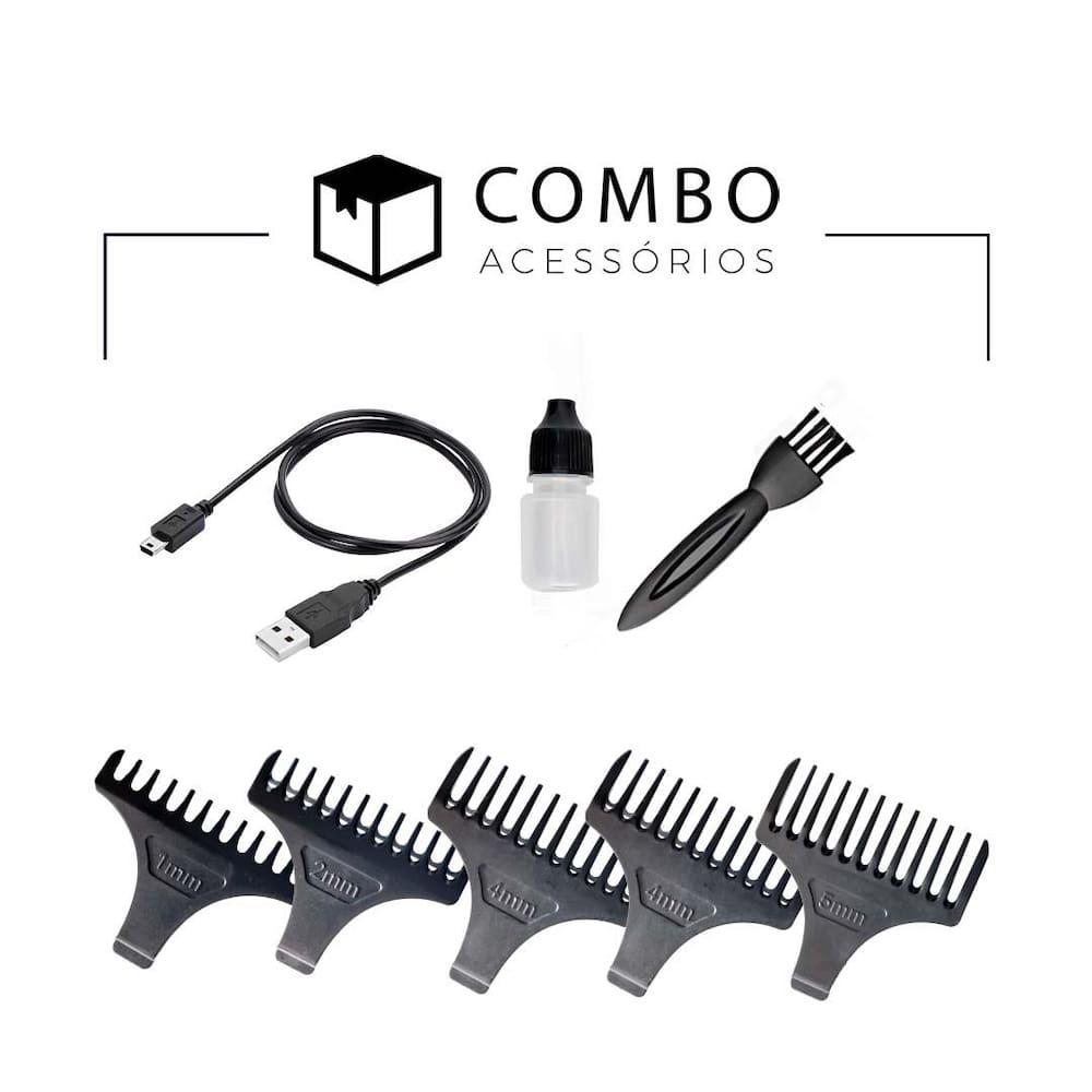 Máquina de Acabamento Profissional Mister Lizz Shelby 7000 RPM Lâmina Inox 5 Pentes Display Digital Prata - 5