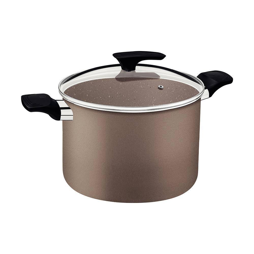 Caldeirão Tramontina Milazzo 26cm Alumínio Antiaderente Starflon Max Soft-touch Amêndoa - 1