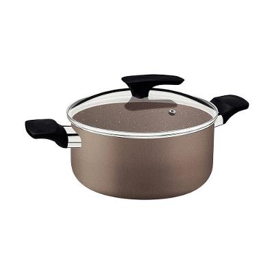 Caçarola Tramontina Milazzo 24cm Alumínio Antiaderente Starflon Max Soft-touch Amêndoa