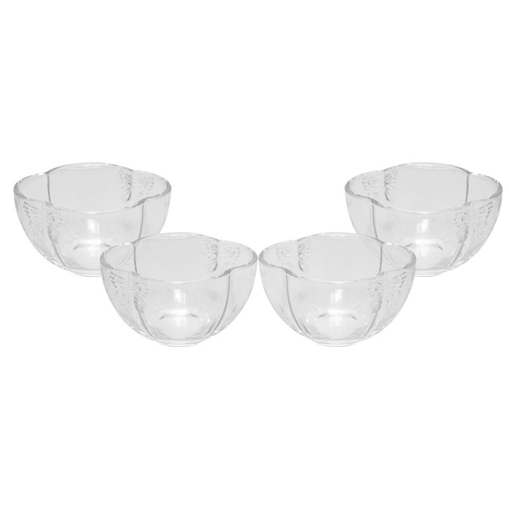 Conjunto 4 Bowls de Vidro Wolff Butterfly 11x11x6,5cm 350ml Detalhe em Relevo - 1