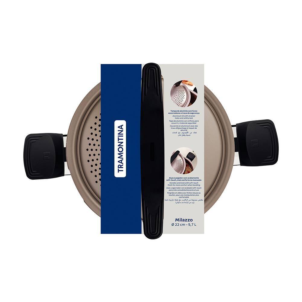 Espagueteira Tramontina Milazzo 22cm Alumínio Antiaderente Starflon Max Soft-touch Amêndoa - 4