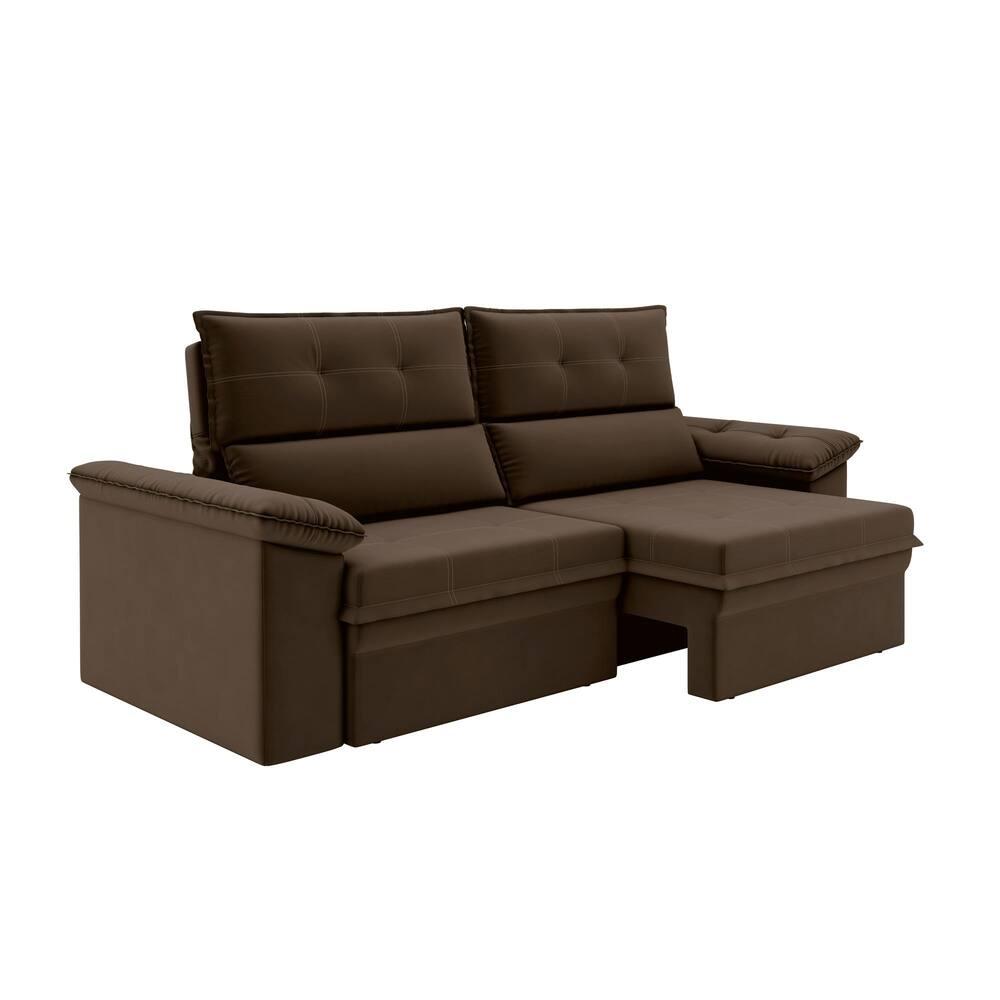 Sofá 3 Lugares Luizzi Alaska 205cm Retrátil Reclinável Veludo - 2