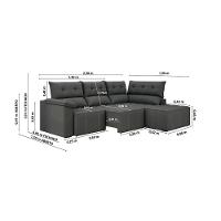 Sofá de Canto 5 Lugares Luizzi Santorini 230cm Retrátil Chaise Veludo - 6