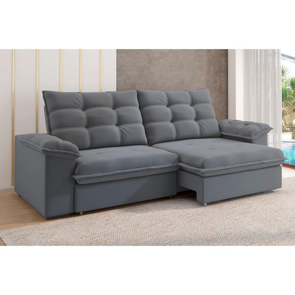 Sofá 4 Lugares Luizzi Puglia 230cm Retrátil Reclinável Veludo - 1