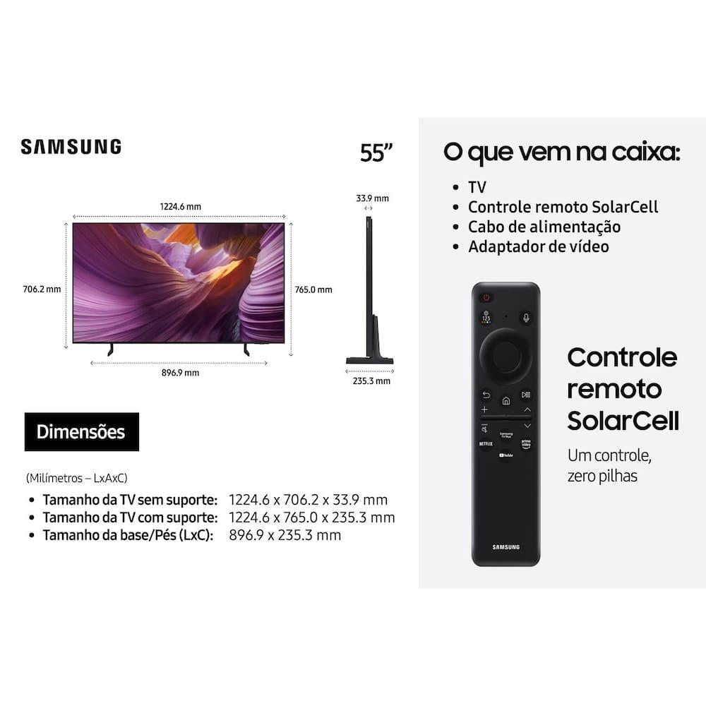 Smart TV 55” 4K Samsung OLED QN55S85FAGXZD Vision AI 120Hz Dolby Atmos Processador NQ4 AI Gen2 Preto Grafite - 9