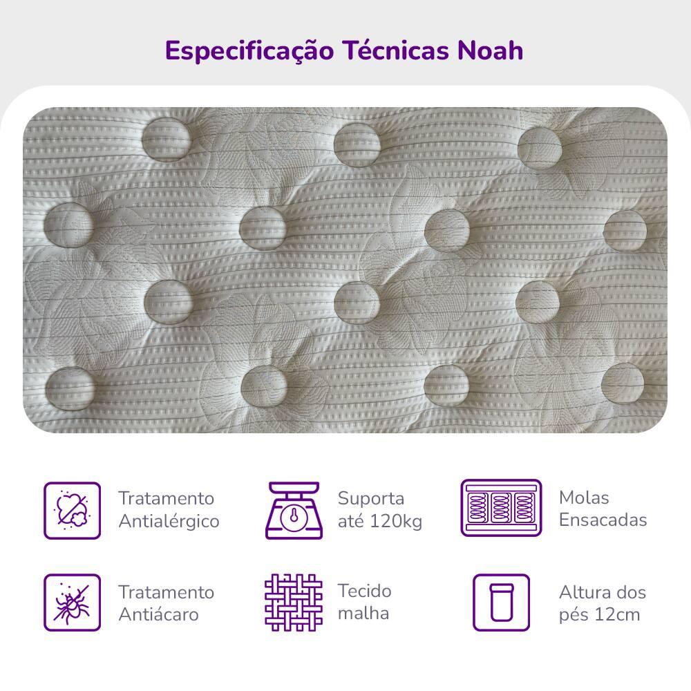 Cama Box Solteiro Portobel Noah 65x88x188cm Colchão Ortopédico Molas Ensacadas Box Baú Antiácaro - 7