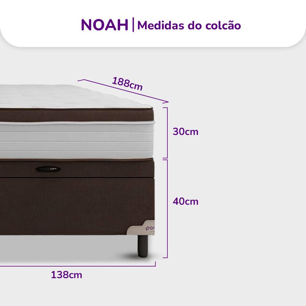 Cama Box Casal Portobel Noah 70x138x188cm Colchão Ortopédico Molas Ensacadas Box Baú Antialérgico - 9