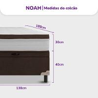 Cama Box Casal Portobel Noah 70x138x188cm Colchão Ortopédico Molas Ensacadas Box Baú Antialérgico - 9