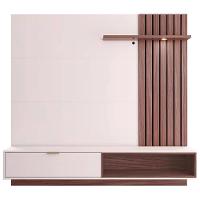 Painel Home Suspenso Colibri Tocantins Ideal para TV de até 60", Off White/Nogueira Real + Sofá 4 Lugares Cama inBox Cielo Retrátil - 230cm de largura - 3
