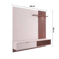Painel Home Suspenso Colibri Tocantins Ideal para TV de até 60", Off White/Nogueira Real + Sofá 4 Lugares Cama inBox Cielo Retrátil - 230cm de largura