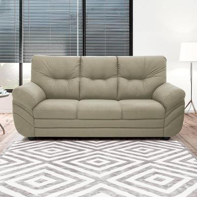 Sofá 3 Lugares Linoforte Francis com Almofadas Fixas e Revestimento em Suede 202 cm de Largura