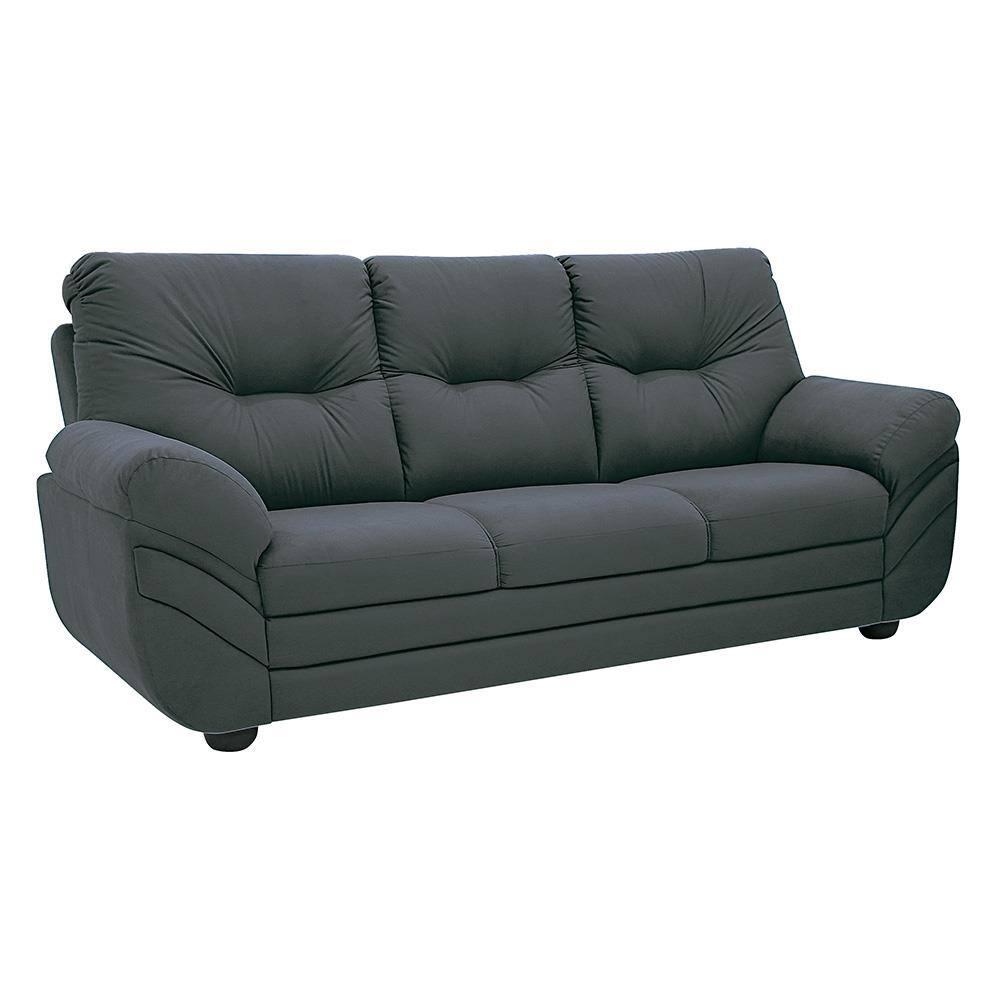 Sofá 3 Lugares Linoforte Francis com Almofadas Fixas e Revestimento em Suede 202 cm de Largura - 2