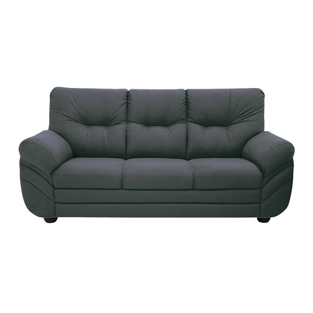 Sofá 3 Lugares Linoforte Francis com Almofadas Fixas e Revestimento em Suede 202 cm de Largura - 3