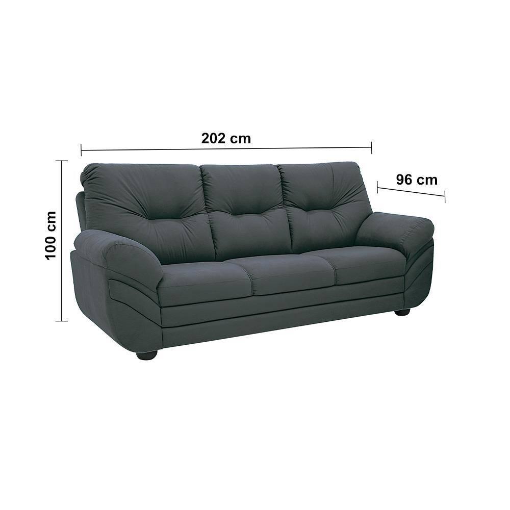 Sofá 3 Lugares Linoforte Francis com Almofadas Fixas e Revestimento em Suede 202 cm de Largura - 4
