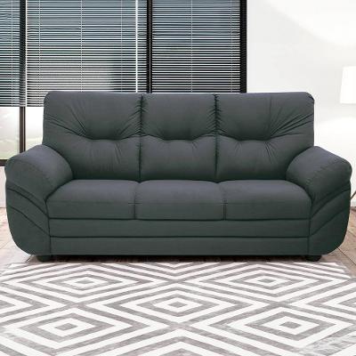 Sofá 3 Lugares Linoforte Francis com Almofadas Fixas e Revestimento em Suede 202 cm de Largura