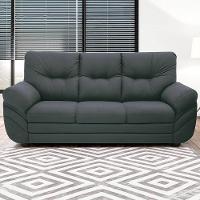 Sofá 3 Lugares Linoforte Francis com Almofadas Fixas e Revestimento em Suede 202 cm de Largura - 1