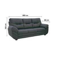 Sofá 3 Lugares Linoforte Francis com Almofadas Fixas e Revestimento em Suede 202 cm de Largura - 4