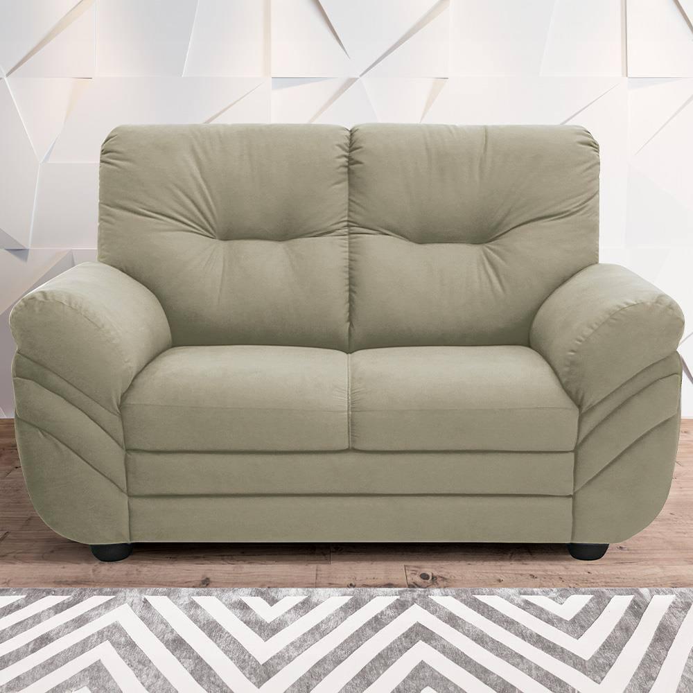 Sofá 2 Lugares Linoforte Francis com Almofadas Fixas e Revestimento em Suede 152cm de Largura - 1