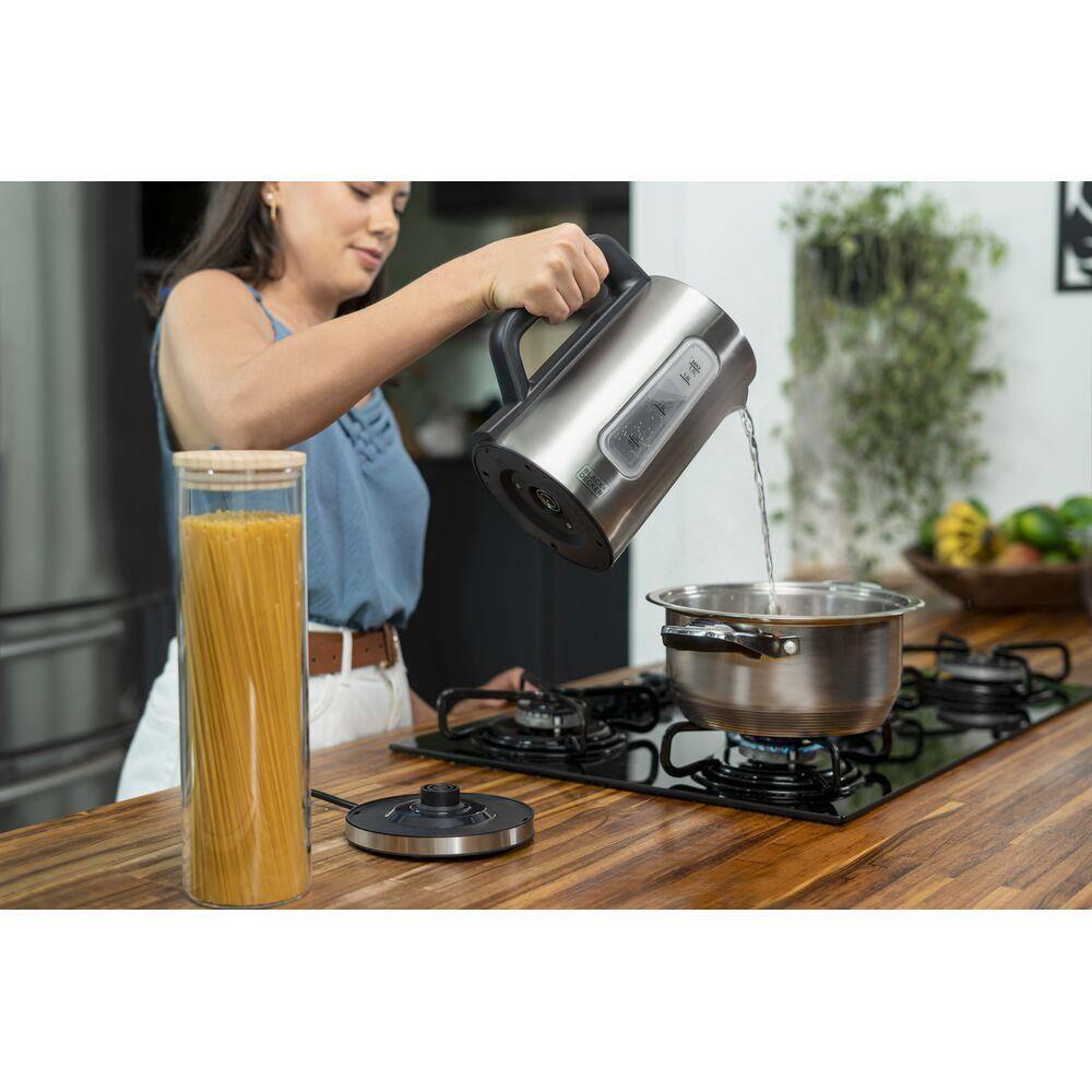 Chaleira Elétrica Black+Decker KEPG Gourmand Gris 1,7L Seletor de Temperatura LED Azul Inox - 8