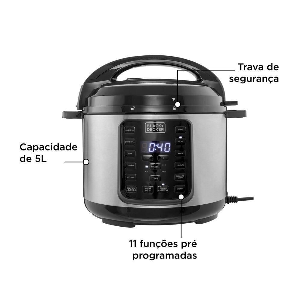 Panela de Pressão Elétrica Black+Decker PP900G Gourmand Gris 5L 900W Inox - 5