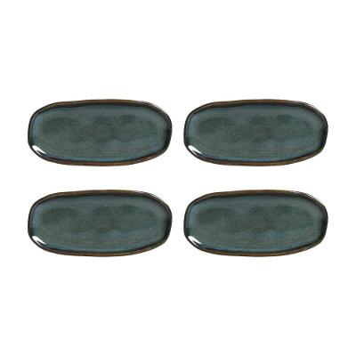 Conjunto de Travessas Ovais Rasas Porto Brasil Orgânico Oceano 16,5x8cm - 4 Peças