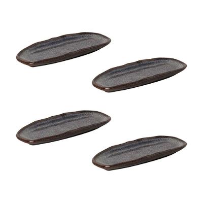 Conjunto de Travessas Ovais Rasas Porto Brasil Orgânico Titanium 16,5x8cm - 4 Peças