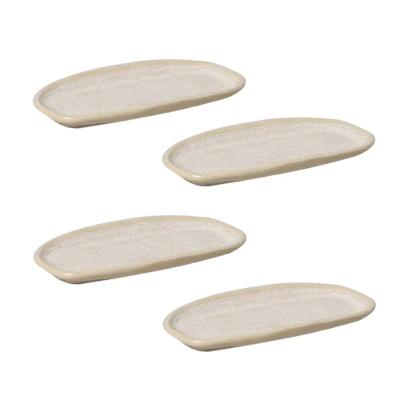 Conjunto de Travessas Ovais Rasas Mini Porto Brasil Orgânico Latte 16,5x8cm - 4 Peças