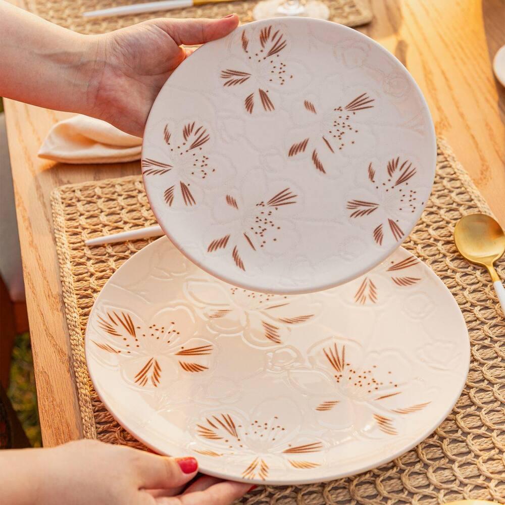 Aparelho de Jantar Oxford Unni Orquídea 20 Peças Cerâmica Marrom e Off White - 7