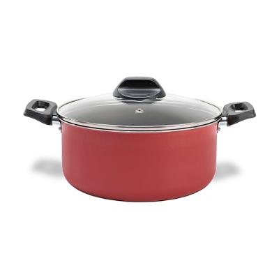 Caçarola Brinox Ruby 20cm 2,3L Antiaderente Pro-Flon Tampa Vidro Vermelha