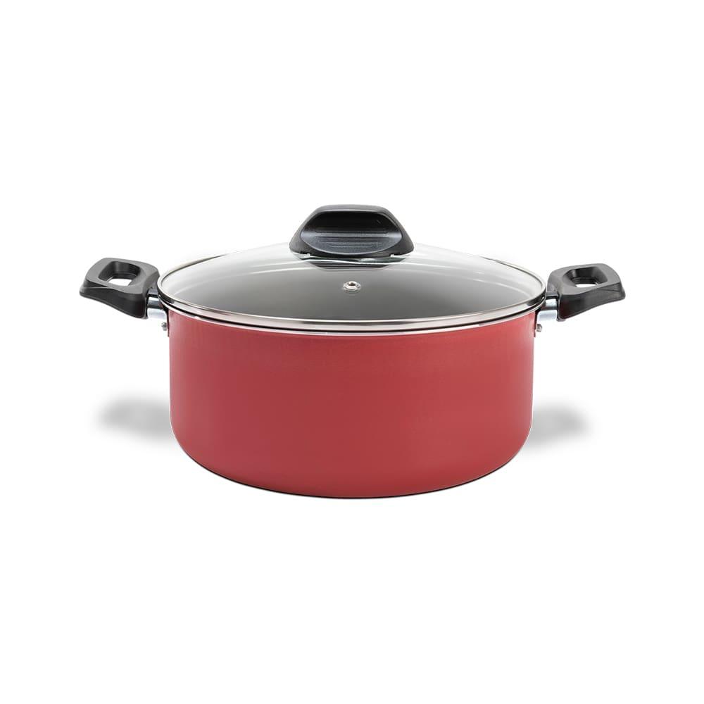 Caçarola Brinox Ruby 18cm 1,9L Antiaderente Pro-Flon Tampa Vidro Vermelha - 1