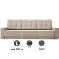 Sofá Retrátil 4 Lugares DDS Boston 230cm Velosuede Encosto Reclinável Braço Removível - 3