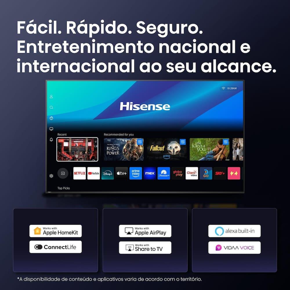 Smart TV 50” 4K Hisense 50Q6QV QLED HDR10 Dolby Atmos Vidaa U9 Preto - 3
