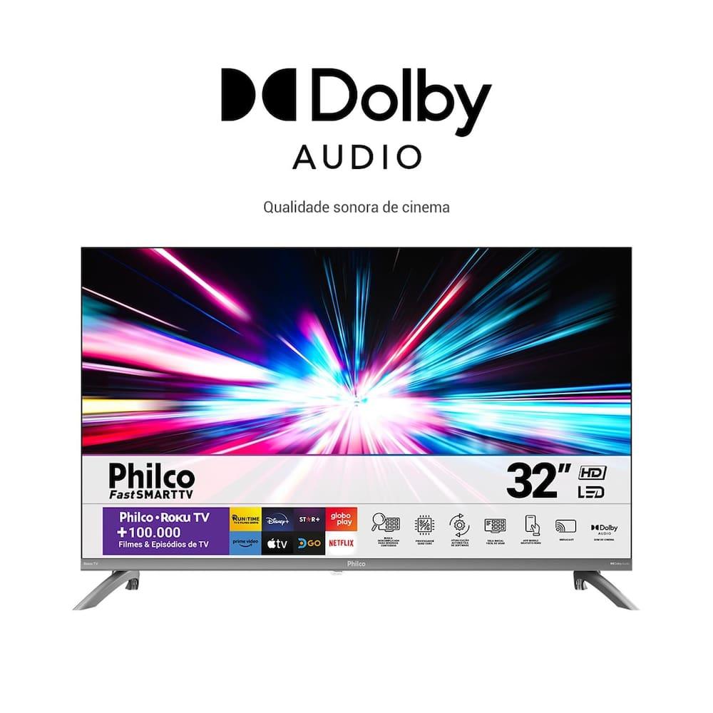 Smart TV 32” Philco LED HD P32CRA Roku TV HDR Dolby Audio Wi-Fi Dual Band HDMI USB - 7