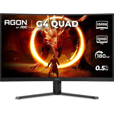 Monitor Gamer Curvo 32" LED AOC AGON CQ32G4E/57 QHD 180Hz 0,5ms Preto e Cinza