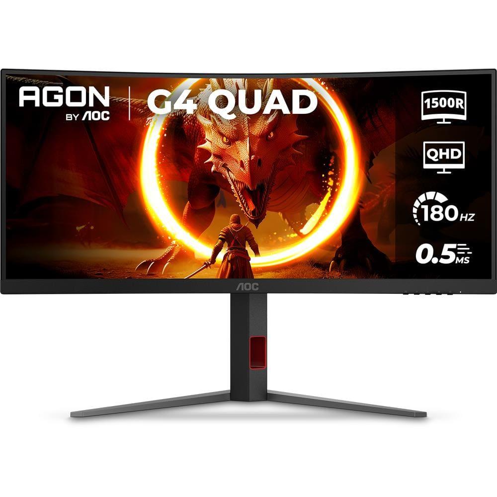 Monitor Gamer Curvo 34" LED AOC AGON U34G4C/57 Ultrawide QHD 180Hz 0,5ms Preto e Cinza - 1