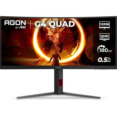 Monitor Gamer Curvo 34" LED AOC AGON U34G4C/57 Ultrawide QHD 180Hz 0,5ms Preto e Cinza