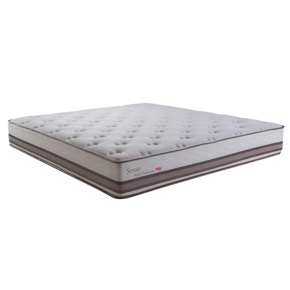 Cama Box Casal King Size Herval Sense Colchão Molas Ensacadas Pillow Top Base Box Bipartida Bege - 2