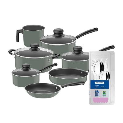 Conjunto de Panelas 10 Peças Tramontina Versalhes Starflon Max Verde + Faqueiro 12 Peças Tramontina Leme Lavanda